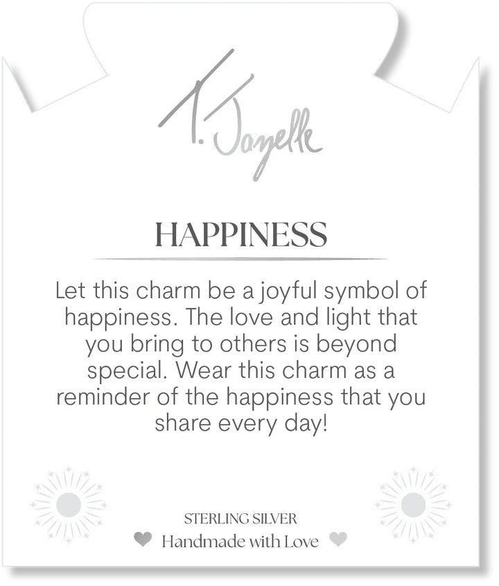 Sky Blue Jade Gemstone Bracelet with Happiness Sterling Silver Charm