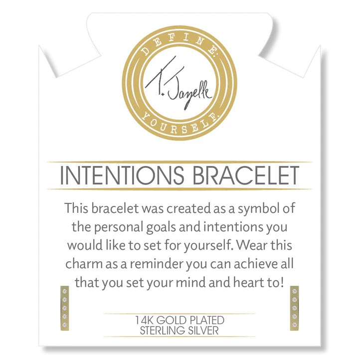 Gold Charm Collection - Larimar Gemstone Bracelet with Intentions Gold Charm