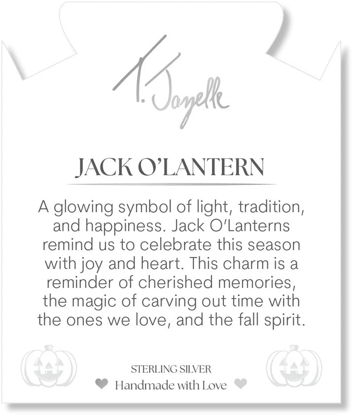 Orange Fire Agate Gemstone Bracelet with Jack O'Lantern Sterling Silver Charm