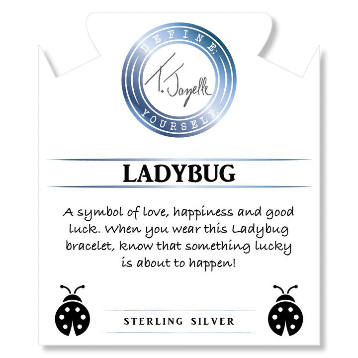Australian Agate Gemstone Bracelet with Ladybug Sterling Silver Charm