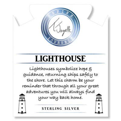Aqua Fire Agate Gemstone Bracelet with Lighthouse Sterling Silver Charm