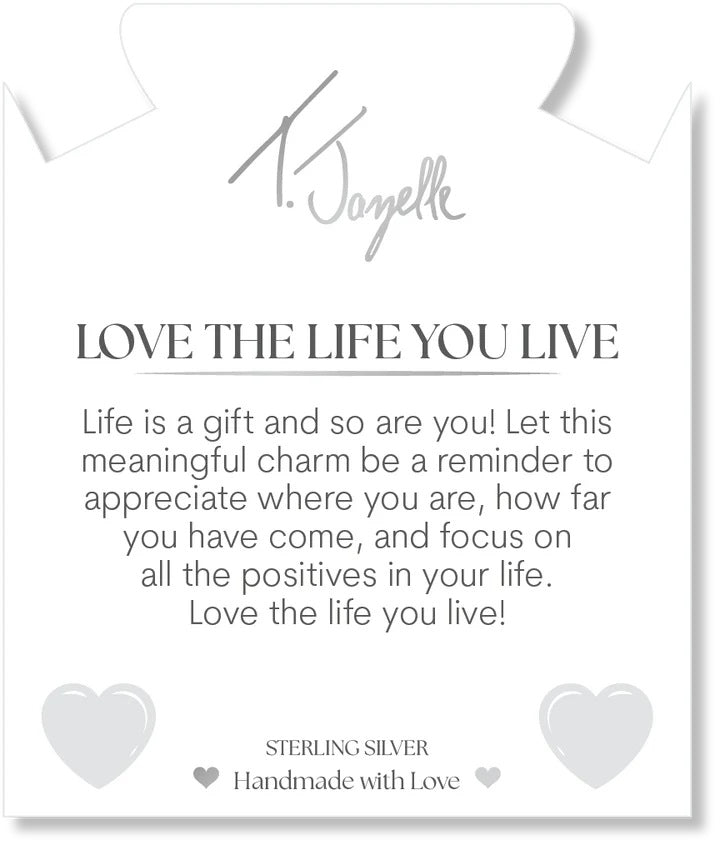 Purple Turquoise Gemstone Bracelet with Love the Life You Live Sterling Silver Charm