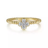 14K Yellow Gold .19cttw Diamond Cluster Clover & Bujukan Bead Stackable Ring