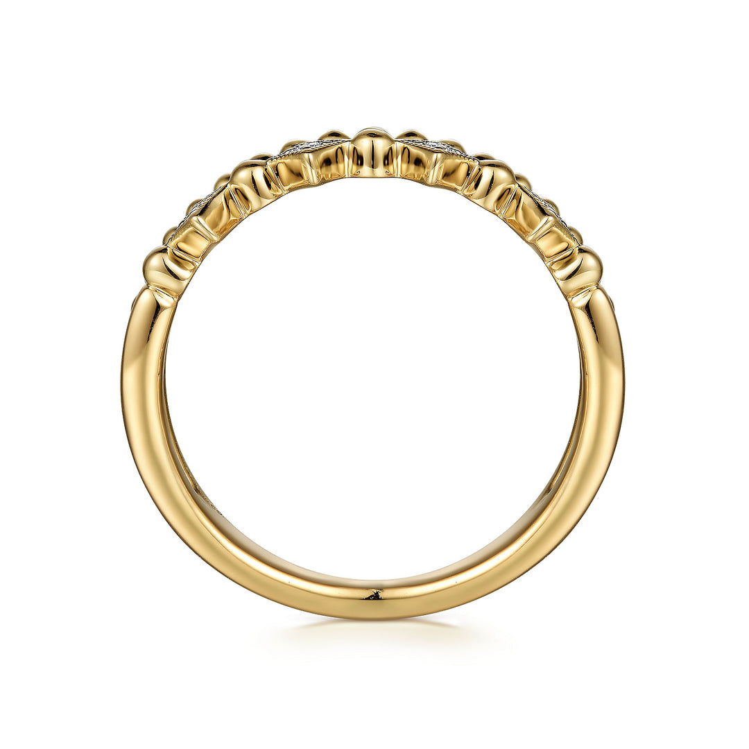 14K Yellow Gold .04cttw Bujukan Diamond Easy Stackable Ring
