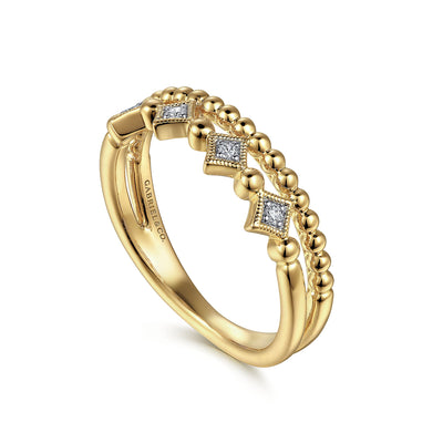 14K Yellow Gold .04cttw Bujukan Diamond Easy Stackable Ring