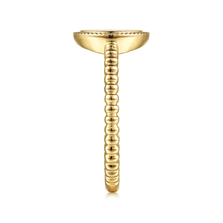 14K Yellow Gold Round 0.01cttw Diamond Star Bujukan Signet Ring