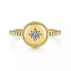 14K Yellow Gold Round 0.01cttw Diamond Star Bujukan Signet Ring