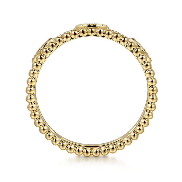 14K Yellow Gold .03cttw Diamond Bujukan Marquise Shape Easy Stackable Ring