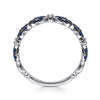 14K White Gold Black Rhodium Diamond & Blue Sapphire Stackable Ladies Ring