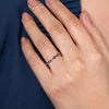 14K White Gold Black Rhodium Diamond & Blue Sapphire Stackable Ladies Ring