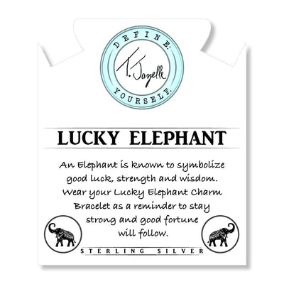 Mountain Blue Jade Gemstone Bracelet with Lucky Elephant Cutout Sterling Silver Charm