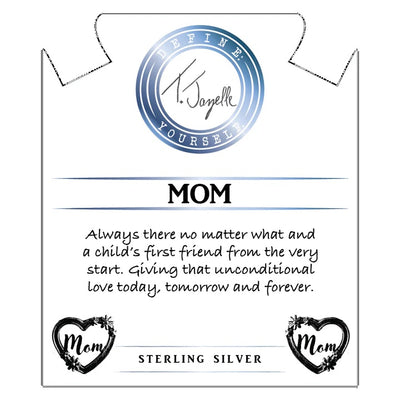 Australian Agate Stone Bracelet with Heart Mom Sterling Silver Charm