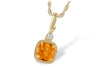 14K Yellow Gold Cushion Cut Citrine and Diamond Necklace