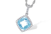 14K White Gold 1.16ct. Aquamarine & .11cttw Diamond Halo Necklace