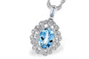 14K White Gold Aquamarine & Diamond Vintage Halo Necklace