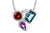 14K White Gold Garnet, Amethyst, London Blue Topaz & Diamond Bezel Set Necklace