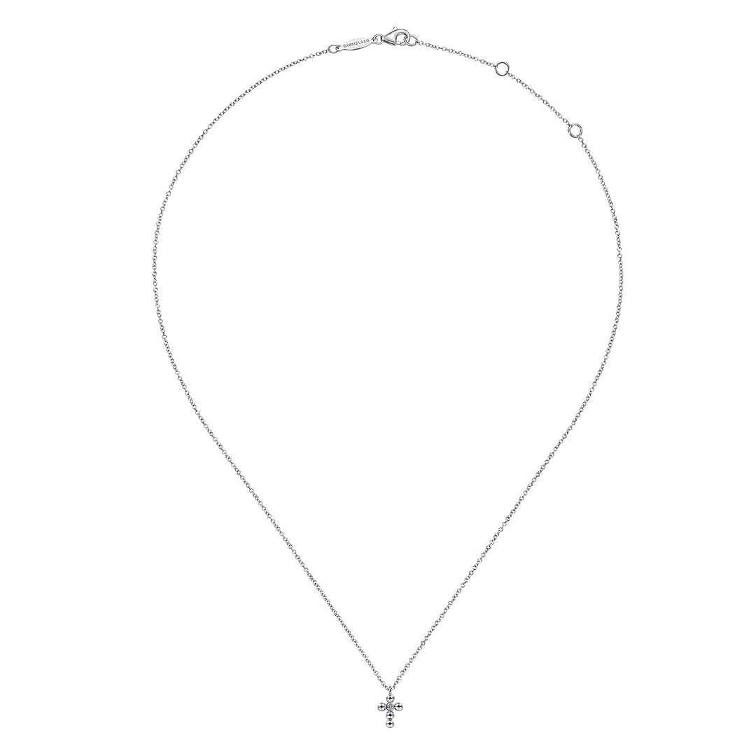 Sterling Silver Bujukan Bead & Diamond Cross Necklace