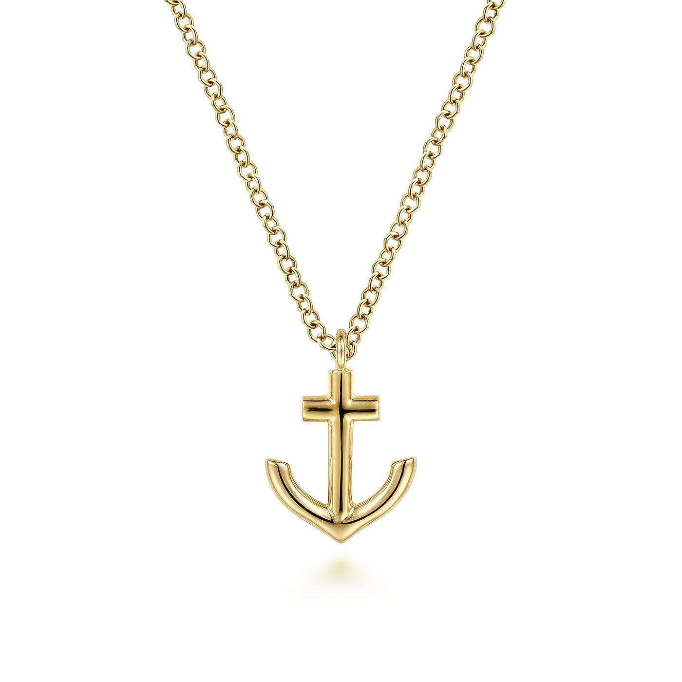 14K Yellow Gold Anchor Pendant Necklace