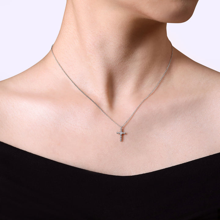 Sterling Silver Diamond Cross Pendant Necklace