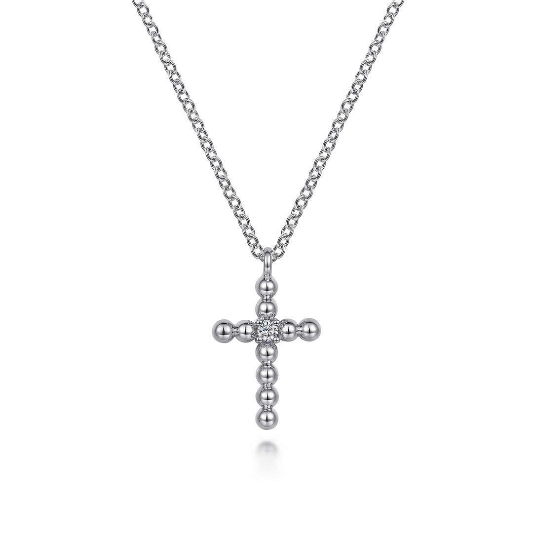 Sterling Silver Diamond Cross Pendant Necklace
