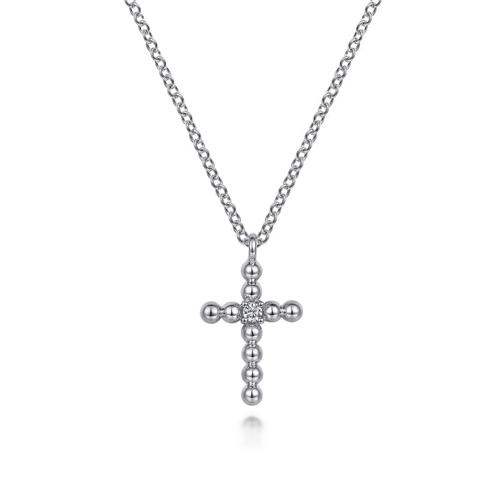 Sterling Silver Diamond Cross Pendant Necklace