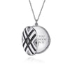 Sterling Silver White Sapphire & Black Spinel Enamel Round Locket with 24" Chain