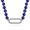 Sterling Silver White Sapphire and Lapis Beads 17 Inch Necklace