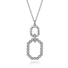 Sterling Silver Octagon White Sapphire Bujukan Drop Pendant 17.5 inch Necklace