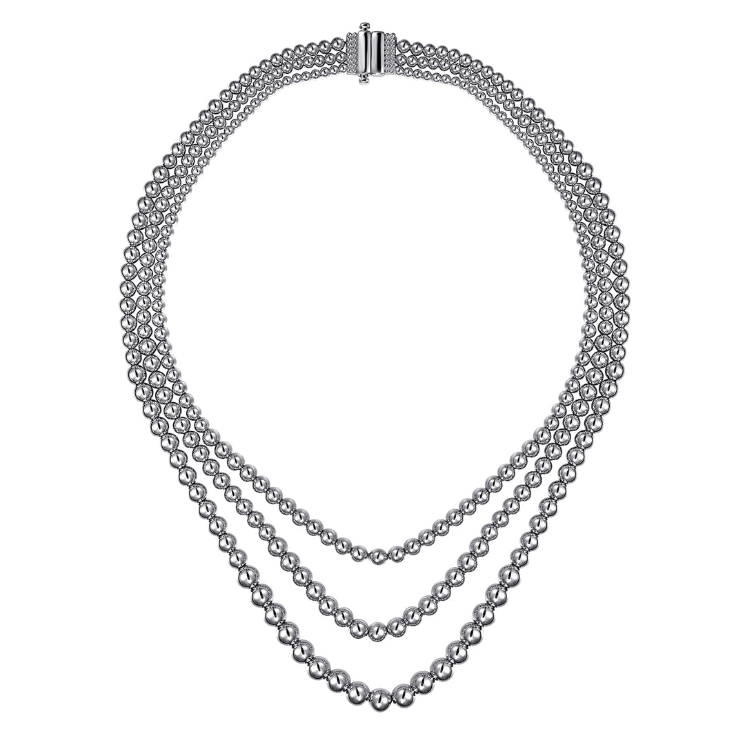 Sterling Silver Bujukan Beads Three Layered Necklace