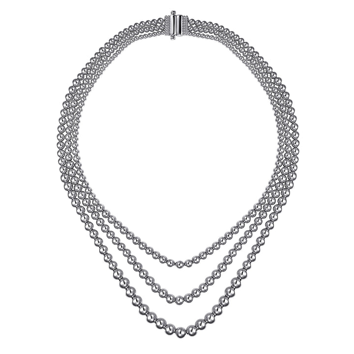 Sterling Silver Bujukan Beads Three Layered Necklace