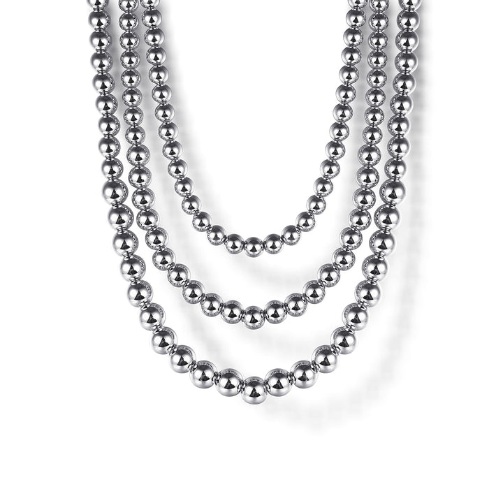 Sterling Silver Bujukan Beads Three Layered Necklace