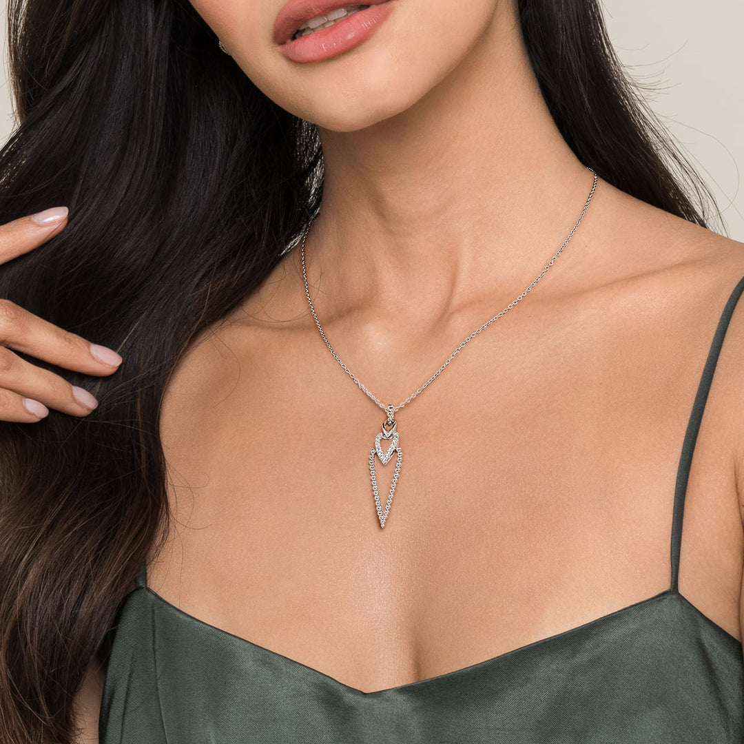 Sterling Silver Bujukan Beads and White Sapphire Pendant Drop Necklace