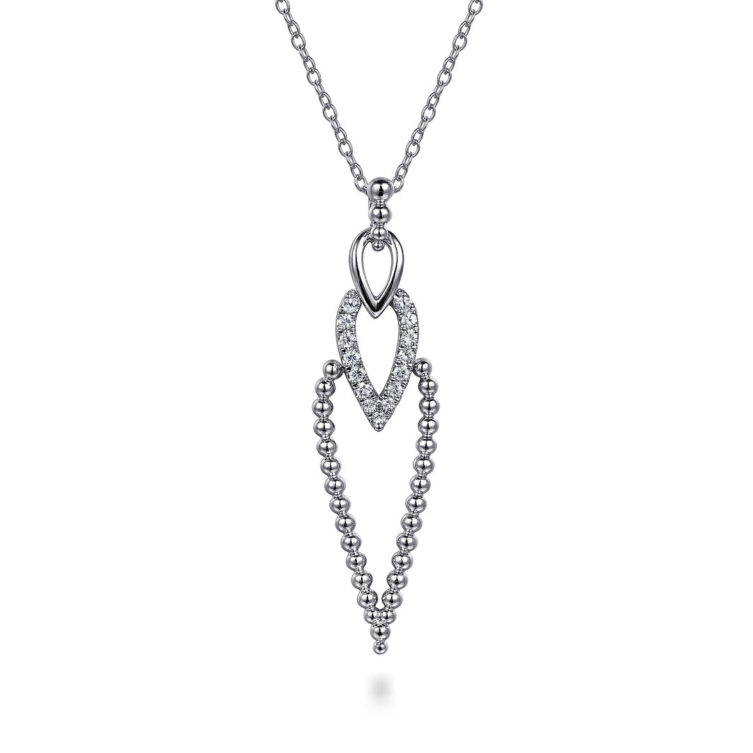 Sterling Silver Bujukan Beads and White Sapphire Pendant Drop Necklace