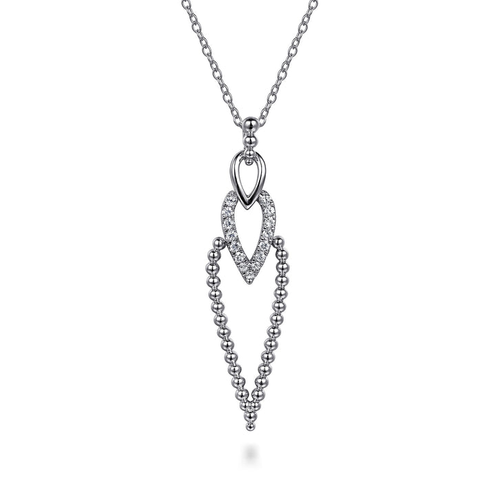 Sterling Silver Bujukan Beads and White Sapphire Pendant Drop Necklace