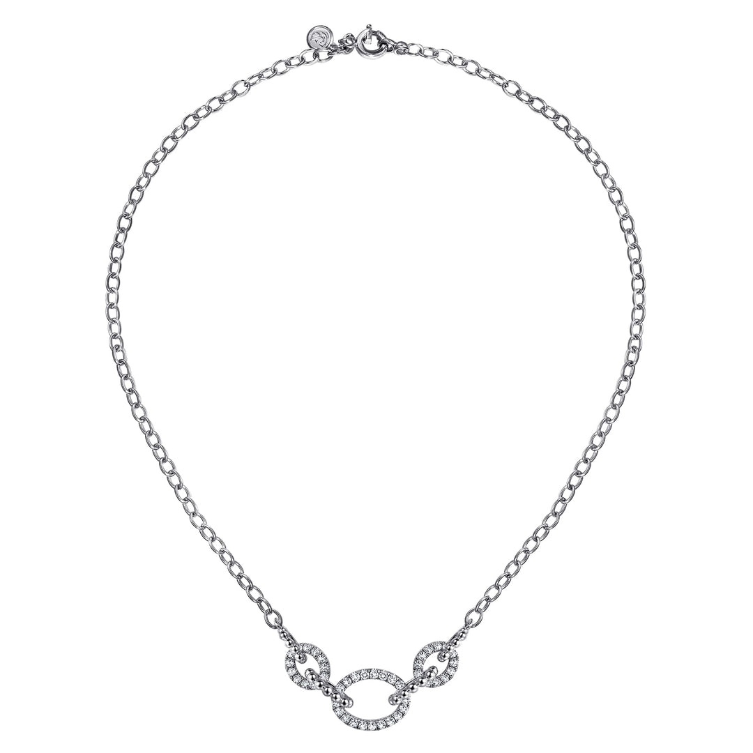 Sterling Silver Bujukan and White Sapphire Link Chain Necklace