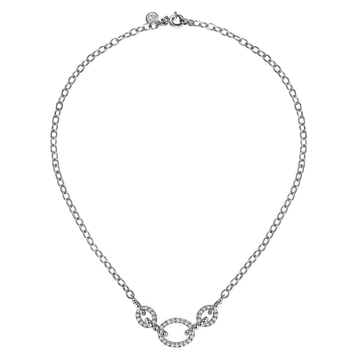 Sterling Silver Bujukan and White Sapphire Link Chain Necklace