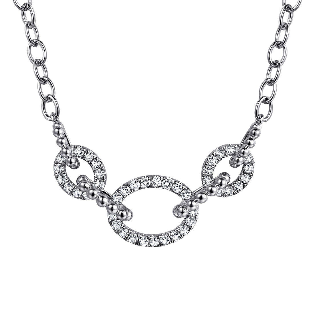Sterling Silver Bujukan and White Sapphire Link Chain Necklace