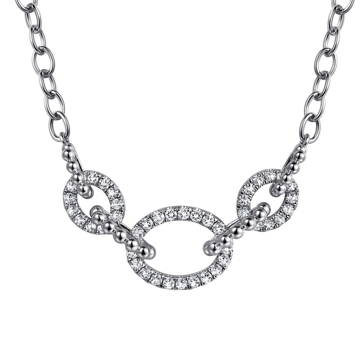 Sterling Silver Bujukan and White Sapphire Link Chain Necklace