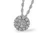 14K White Gold .25cttw Round Diamond Cluster Necklace