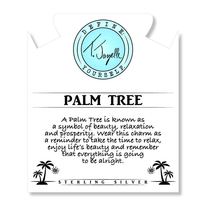 Light Green Shell Gemstone Bracelet with Palm Tree Sterling Silver Charm