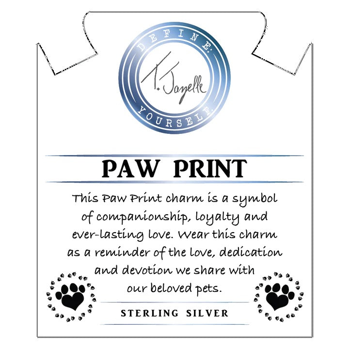 Hemimorphite Gemstone Bracelet with Paw Print Sterling Silver Charm