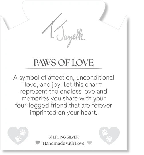 Denim Blue Agate Gemstone Bracelet with Paws of Love Sterling Silver Charm