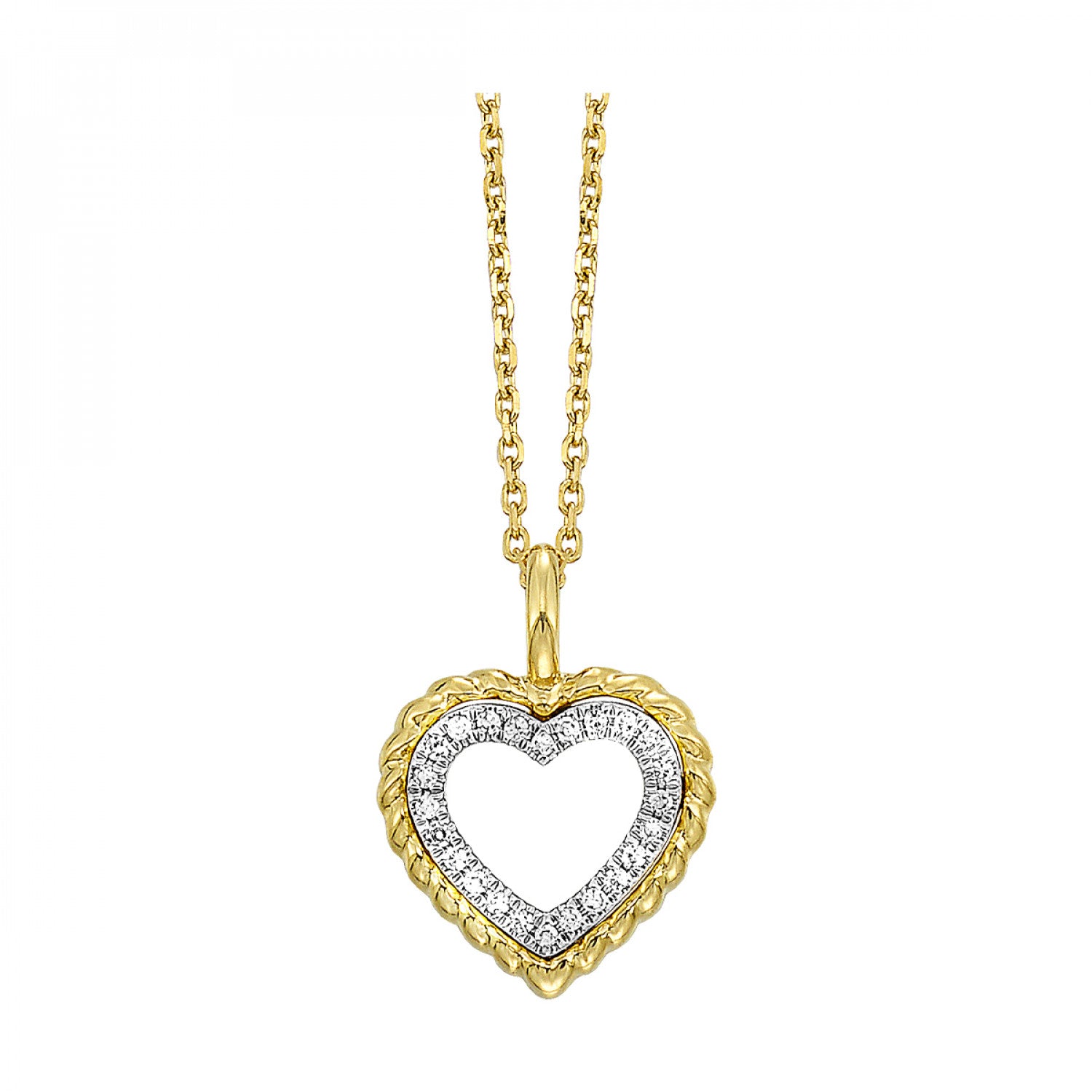 14K Yellow Gold 1/20cttw Diamond Heart Pendant
