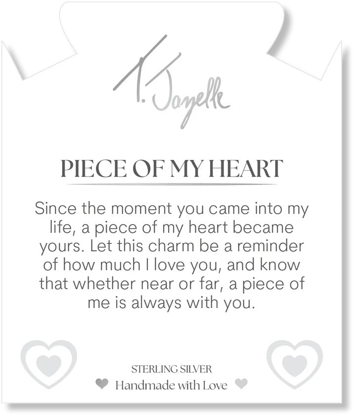 Sky Blue Jade Gemstone Bracelet with Piece of My Heart Sterling Silver Charm