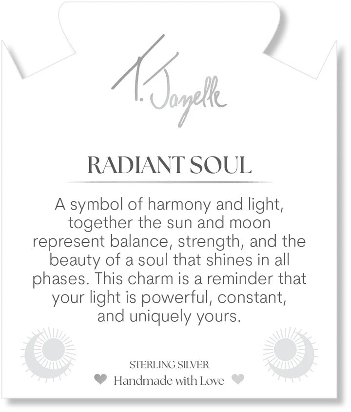 Blue Gold Agate Gemstone Bracelet with Radiant Soul Sterling Silver Charm