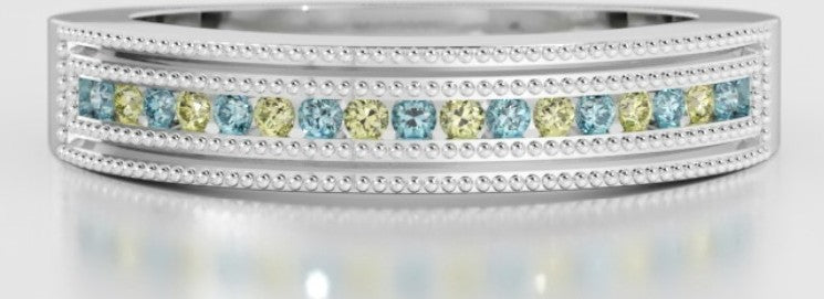 Custom 10K White Gold Colored Stone Ring