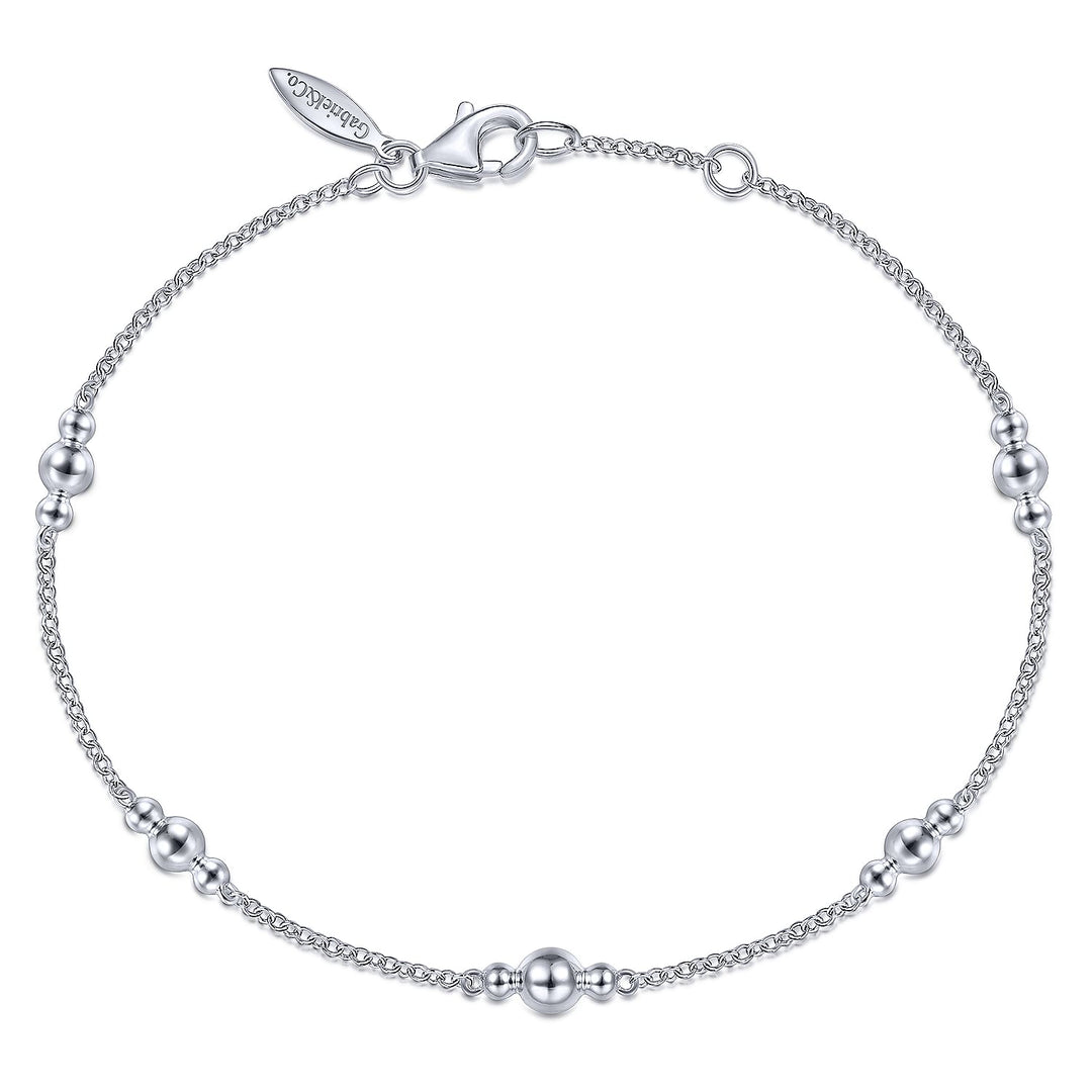 7" Sterling Silver Beaded Station Bracelet