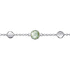 7" Sterling Silver Green Amethyst Station Bracelet