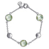 7" Sterling Silver Green Amethyst Station Bracelet