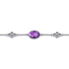 7" Sterling Silver Amethyst Station Bracelet